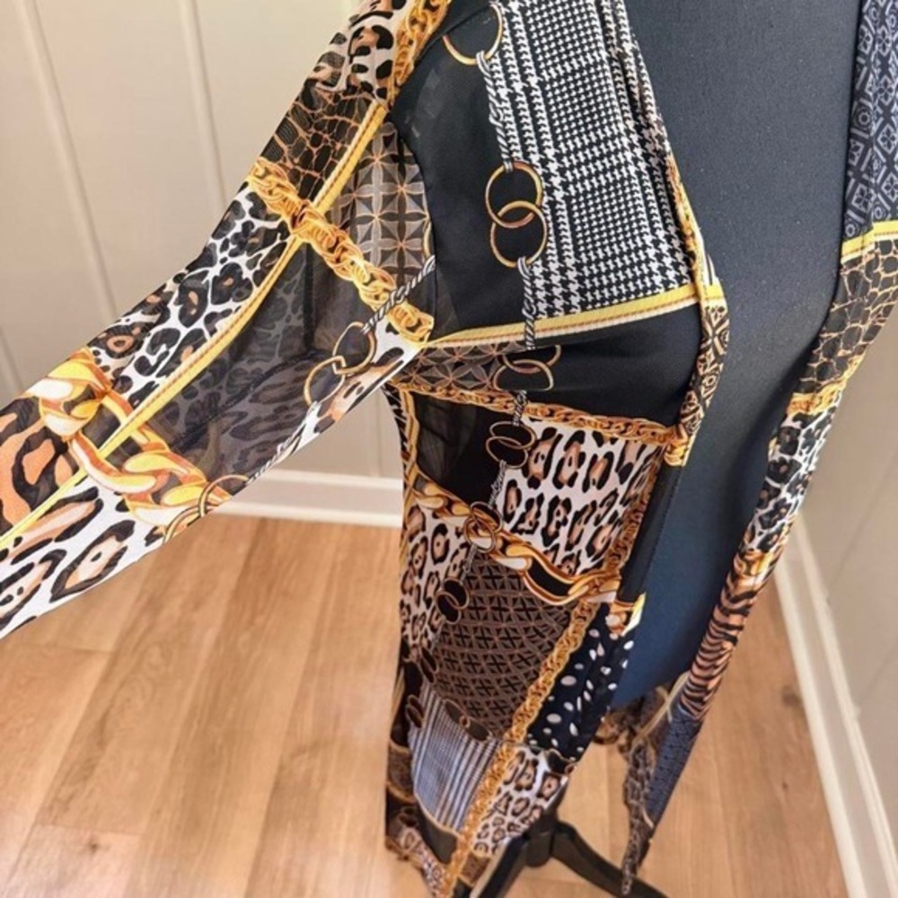 NYC Y2K sheer mixed animal print mesh cardigan cover up
